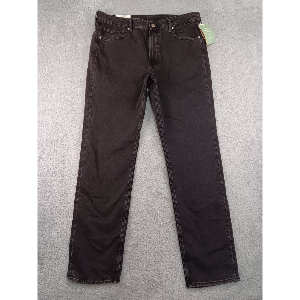 H&M Jeans Women 14 (36x32) Black NWT Slim Straight High Waist Stretch